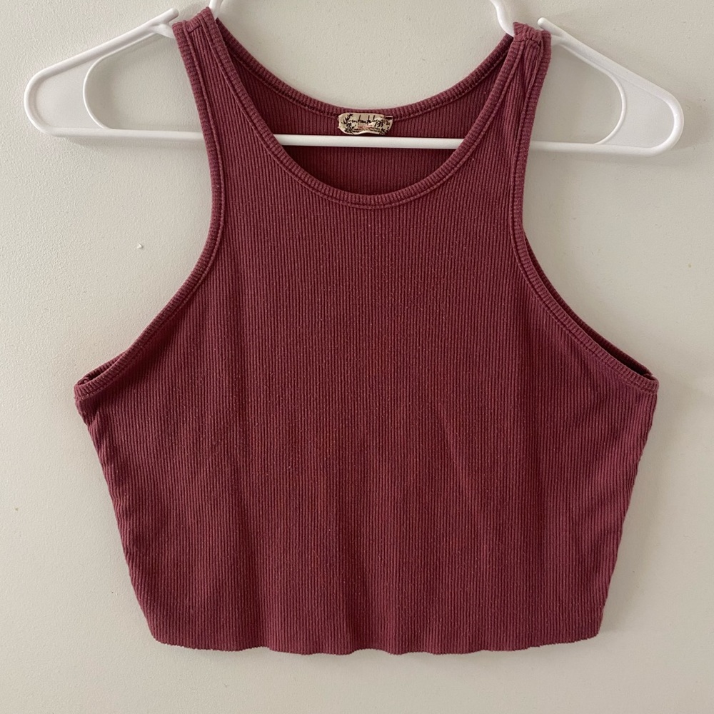 Free People High Neck Ribbed Racerback Crop